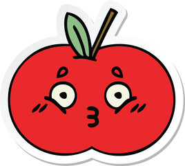 sticker of a cute cartoon red apple
