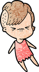 cartoon annoyed hipster girl