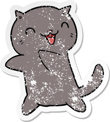 distressed sticker of a cartoon cat