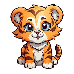 Tiger Baby Toddler illustration on Transparent Background, AI Generated