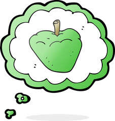 freehand drawn thought bubble cartoon organic apple
