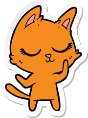 sticker of a calm cartoon cat