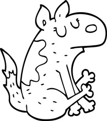 line drawing cartoon dog sitting