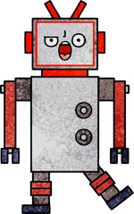 retro grunge texture cartoon of a robot