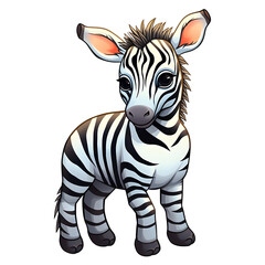 Zebra Baby Toddler on Transparent Background, Ai Generated