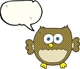 freehand drawn comic book speech bubble cartoon owl