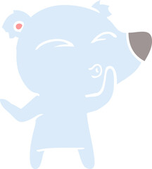 flat color style cartoon whistling bear