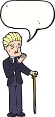cartoon shocked gentleman with speech bubble