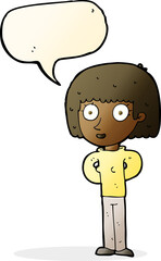 cartoon staring woman with speech bubble