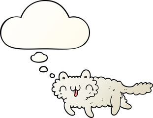 cartoon cat with thought bubble in smooth gradient style