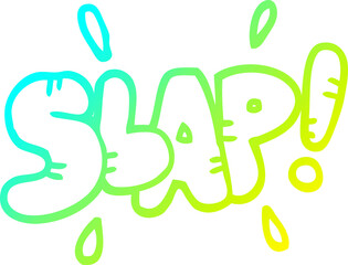 cold gradient line drawing of a cartoon slap symbol
