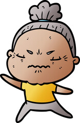 cartoon annoyed old lady