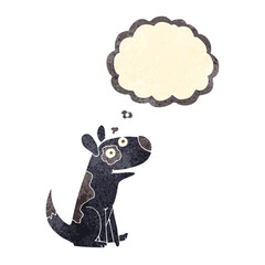 cartoon happy dog with thought bubble