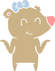 female bear flat color style cartoon
