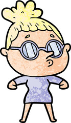 cartoon woman wearing glasses