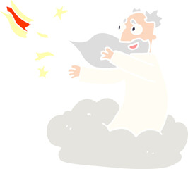 cartoon doodle god on cloud