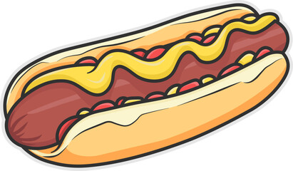 hot dog sticker vector illustration 