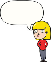 cartoon woman staring with speech bubble