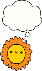 cartoon flower with thought bubble