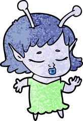 cute alien girl cartoon