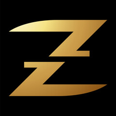 Gold Abstract Horizontally Split Letter Z Icon