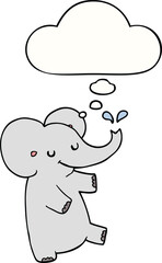 cartoon dancing elephant with thought bubble