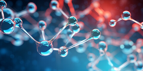 Molecular Structure Blue Dark stock photo Generative Ai
