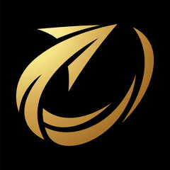 Gold Abstract Orbiting Spiky Arrow Icon