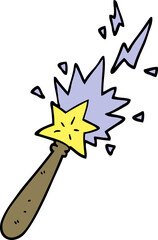 hand drawn doodle style cartoon magic wand