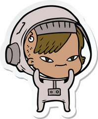 sticker of a cartoon astronaut woman