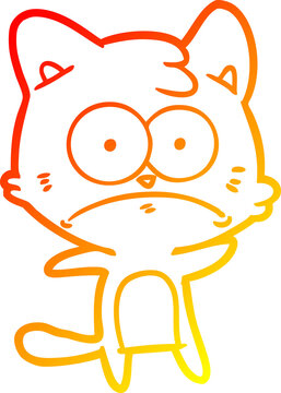 recommend clip art: warm gradient line drawing of a cartoon nervous cat