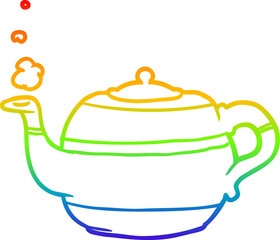rainbow gradient line drawing of a tea pot