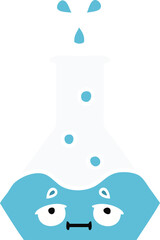 flat color retro cartoon of a science beaker