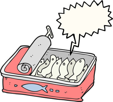 recommend clip art: freehand drawn speech bubble cartoon can of sardines
