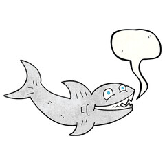 freehand speech bubble textured cartoon shark