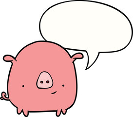 cartoon happy pig with speech bubble