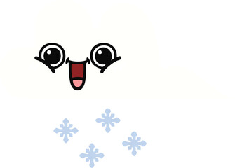 flat color retro cartoon of a snow cloud