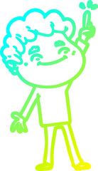 cold gradient line drawing of a cartoon friendly man