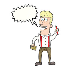 freehand speech bubble textured cartoon stressed reporter