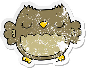 distressed sticker of a cute cartoon owl