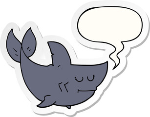 cartoon shark with speech bubble sticker