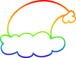 rainbow gradient line drawing of a cartoon christmas hats