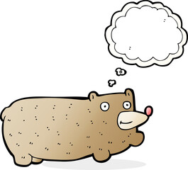 funny cartoon bear with thought bubble