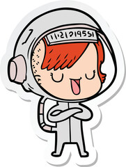sticker of a cartoon astronaut woman