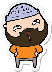 sticker of a cartoon happy bearded man