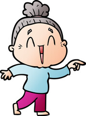 cartoon happy old lady