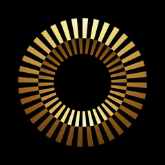 Gold Abstract Striped Icon with Intertwined Circles