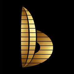 Gold Abstract Striped Lowercase Letter B Icon