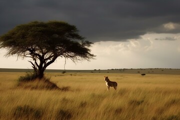 A wildlife reserve in Kenya known as Maasai Mara. Generative AI - obrazy, fototapety, plakaty