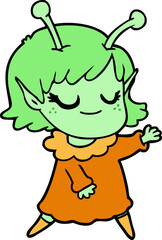 smiling alien girl cartoon